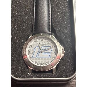 Ryan Newman #12 GameTime Men's NASCAR Watch Black Leather Strap Silver Tone Case